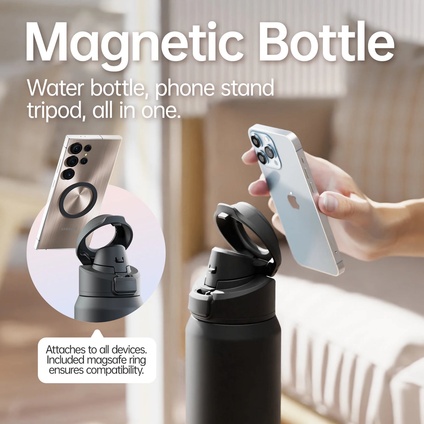 MagFusion Bottle | The Perfect Blend of Hydration and Convenience with Magnetic Phone Holder